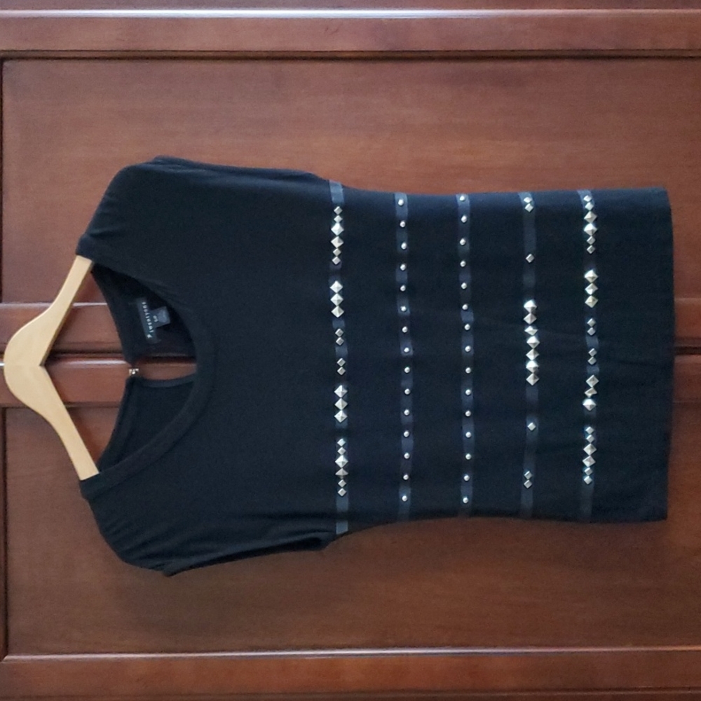 Twentyone Silver Metal Stud Black Top